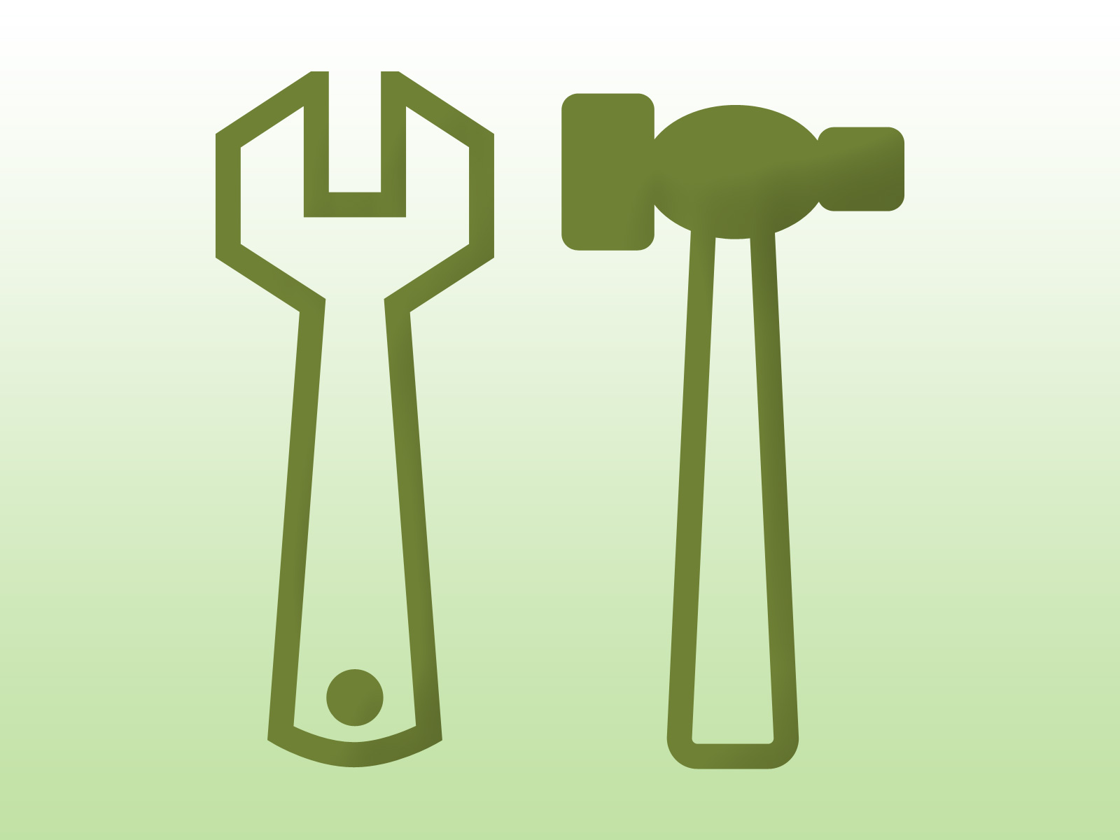 Tools icon on green