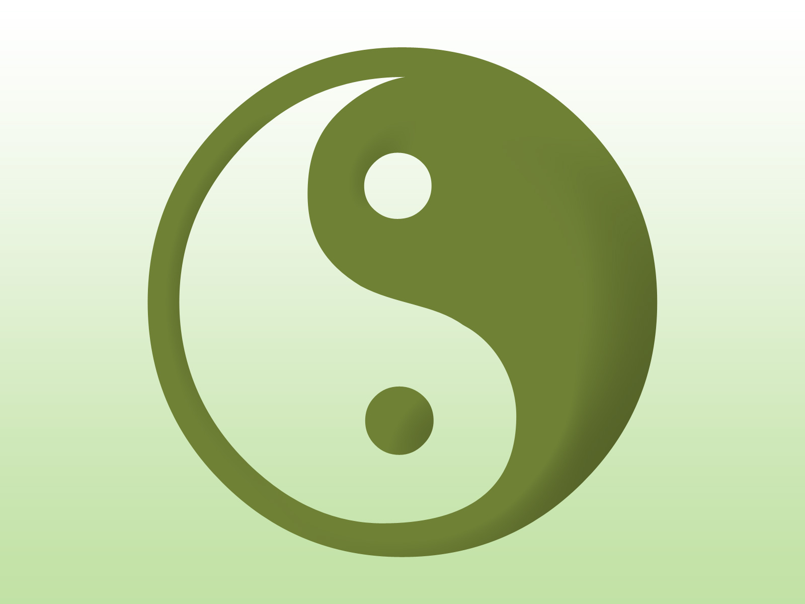 Yin yang symbol icon on green