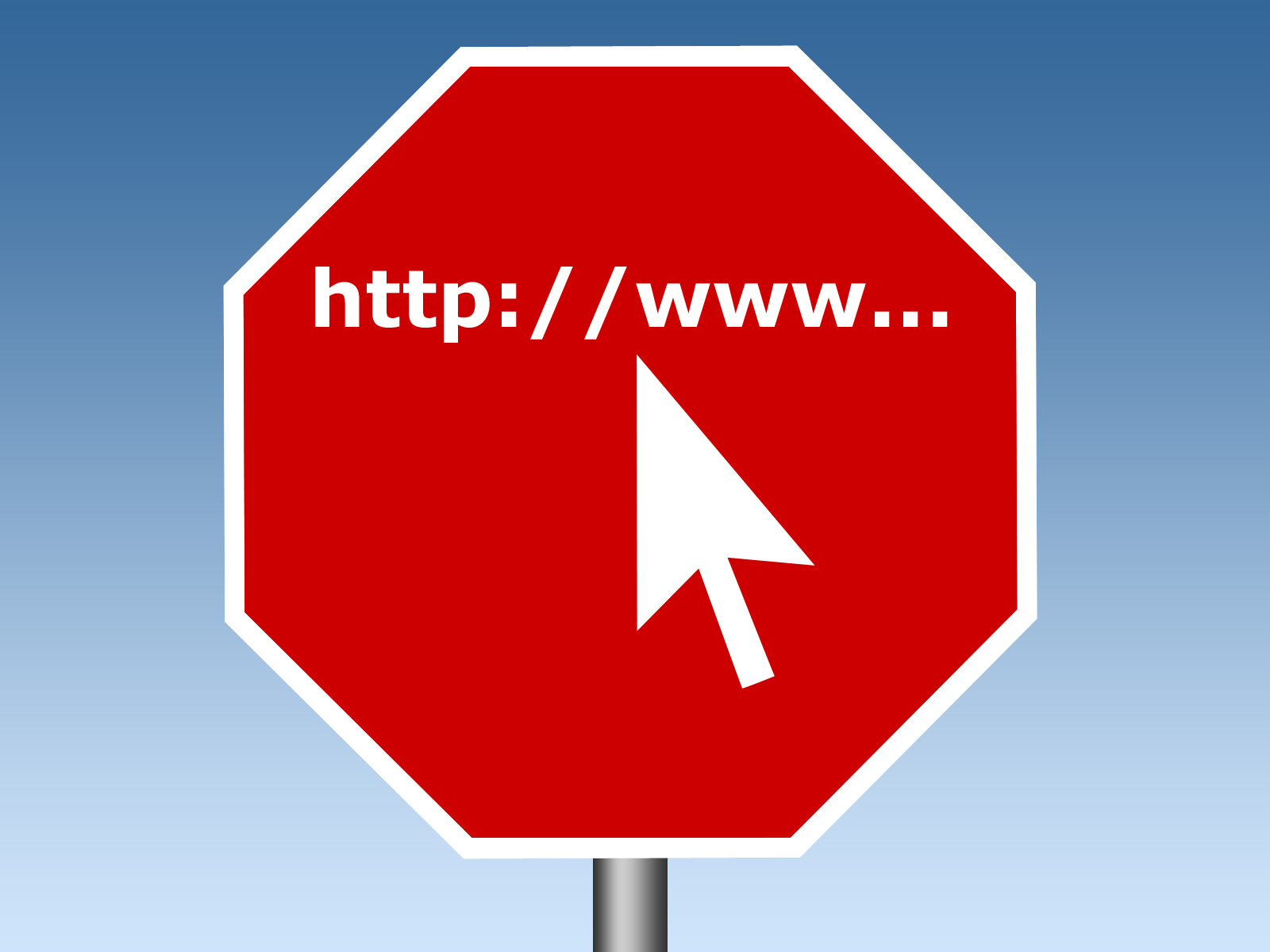 Red sign with pointer http and www