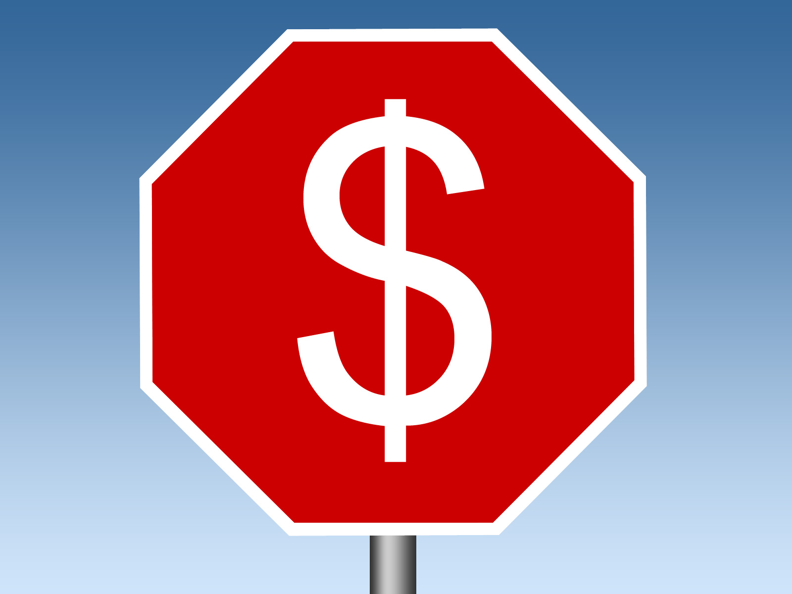 Dollar on a traffic stop sign