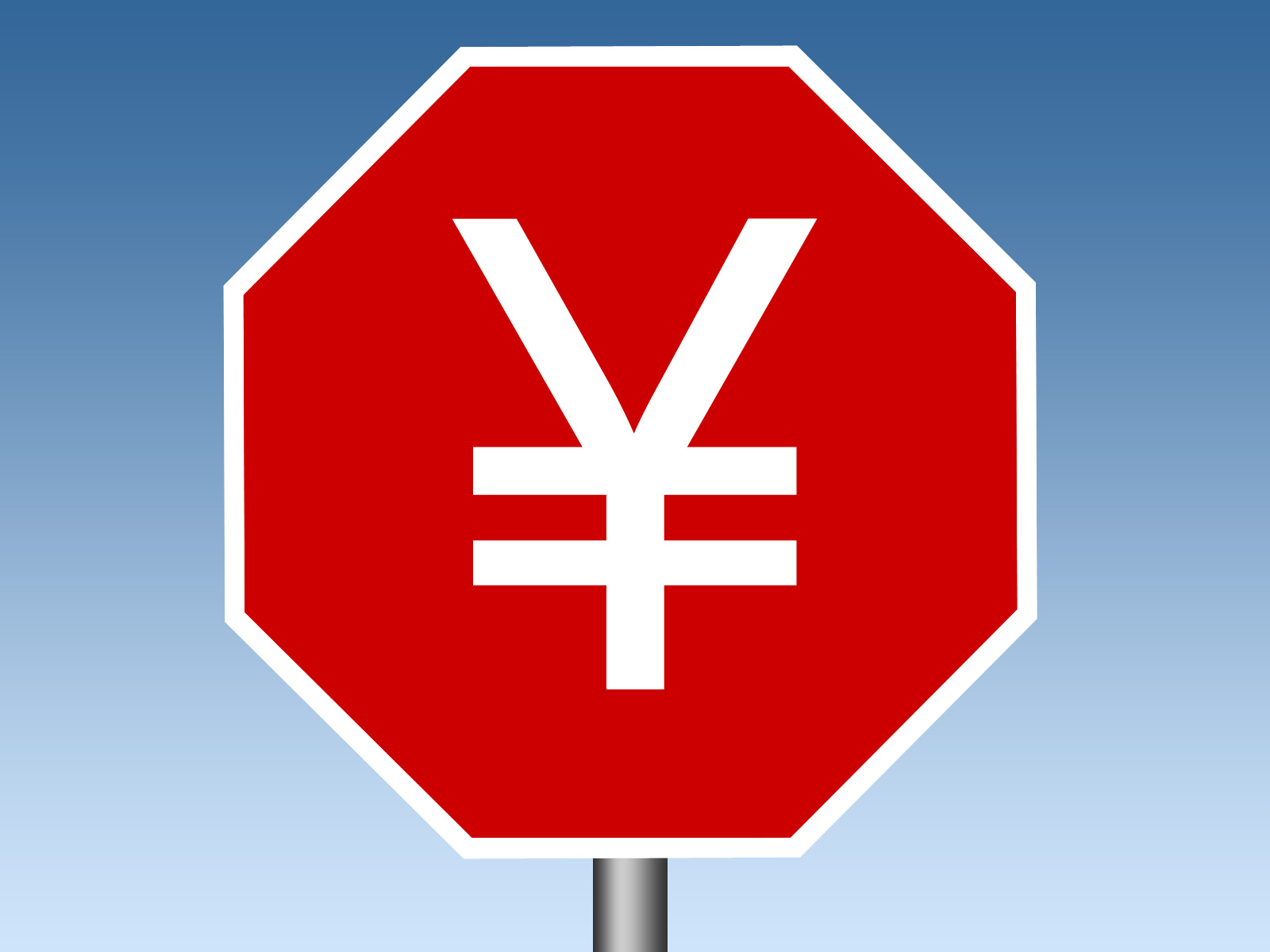 Yen sign on a traffic stop