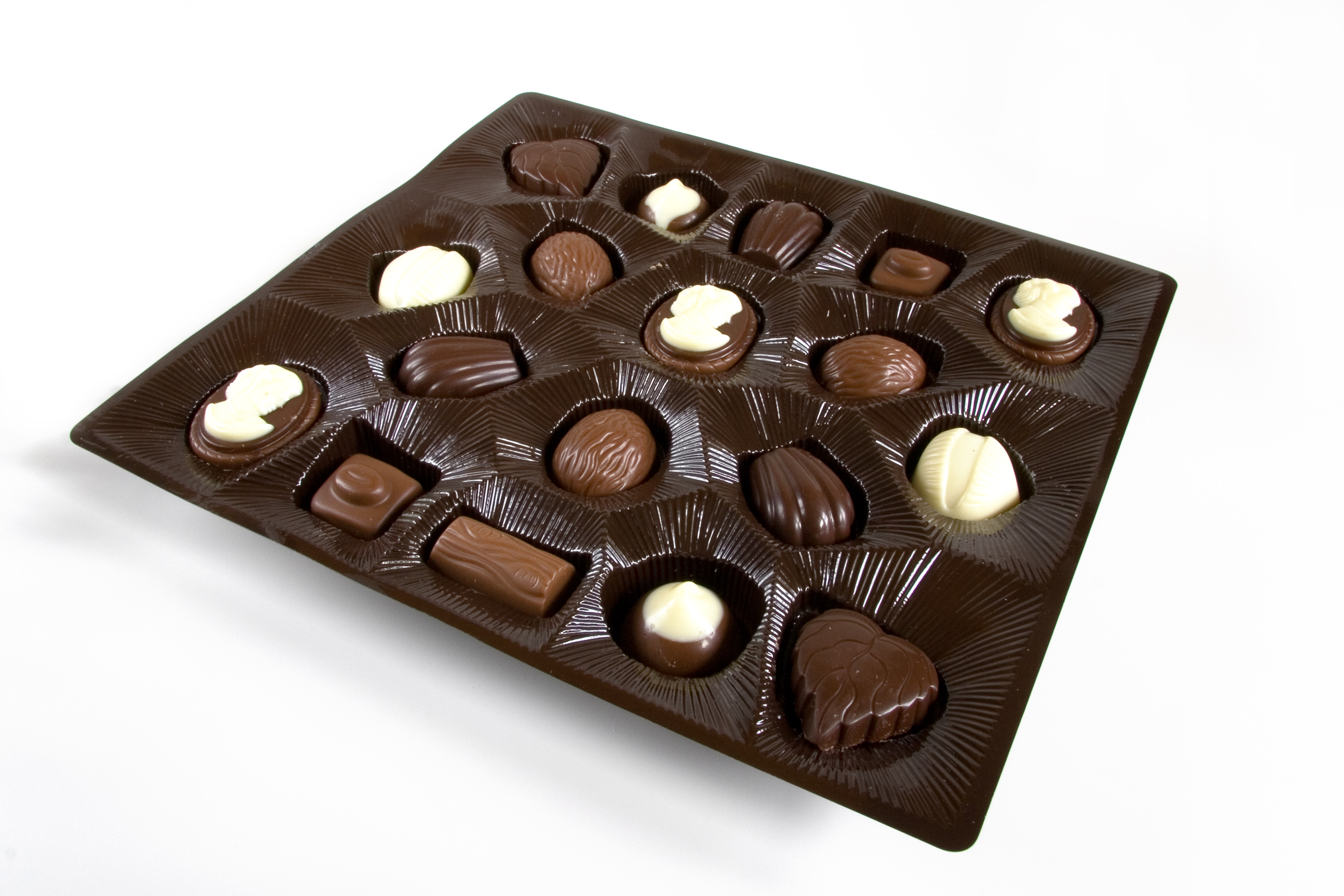 Assorted chocolate candies in a box