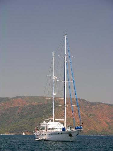 Yacht anchored in Marmaris bay