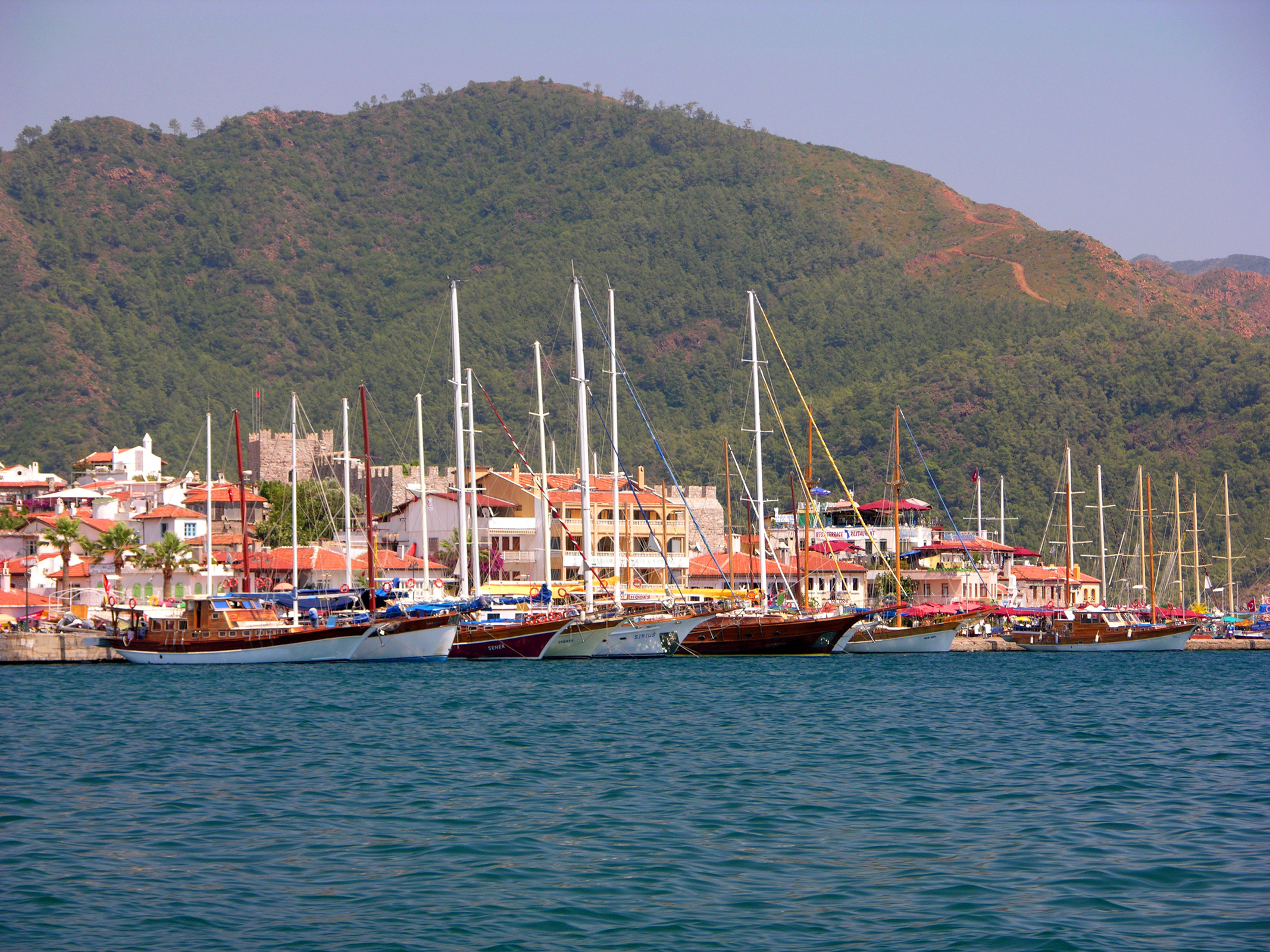 Yachts moored in Marmaris port