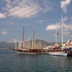 Yachts moored on a pier in Marmaris