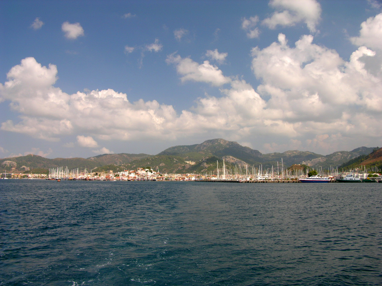 Wide view of Marmaris port area from a turist boat