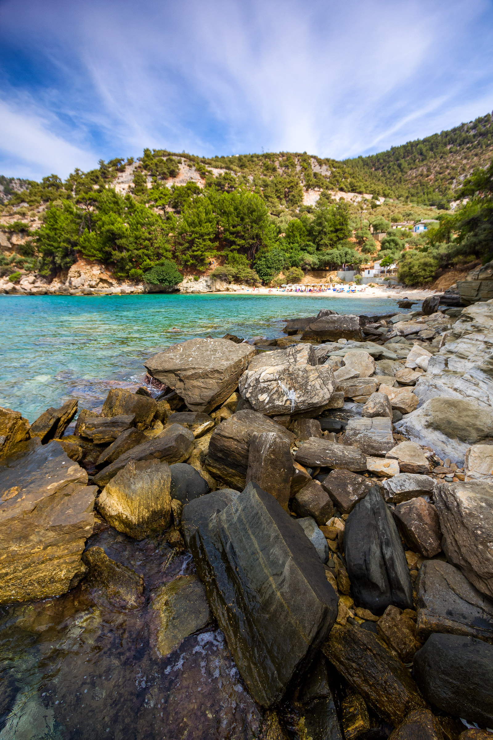 Big boulders on the shore of a Greek island
