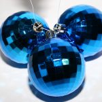 Three blue Christmas balls