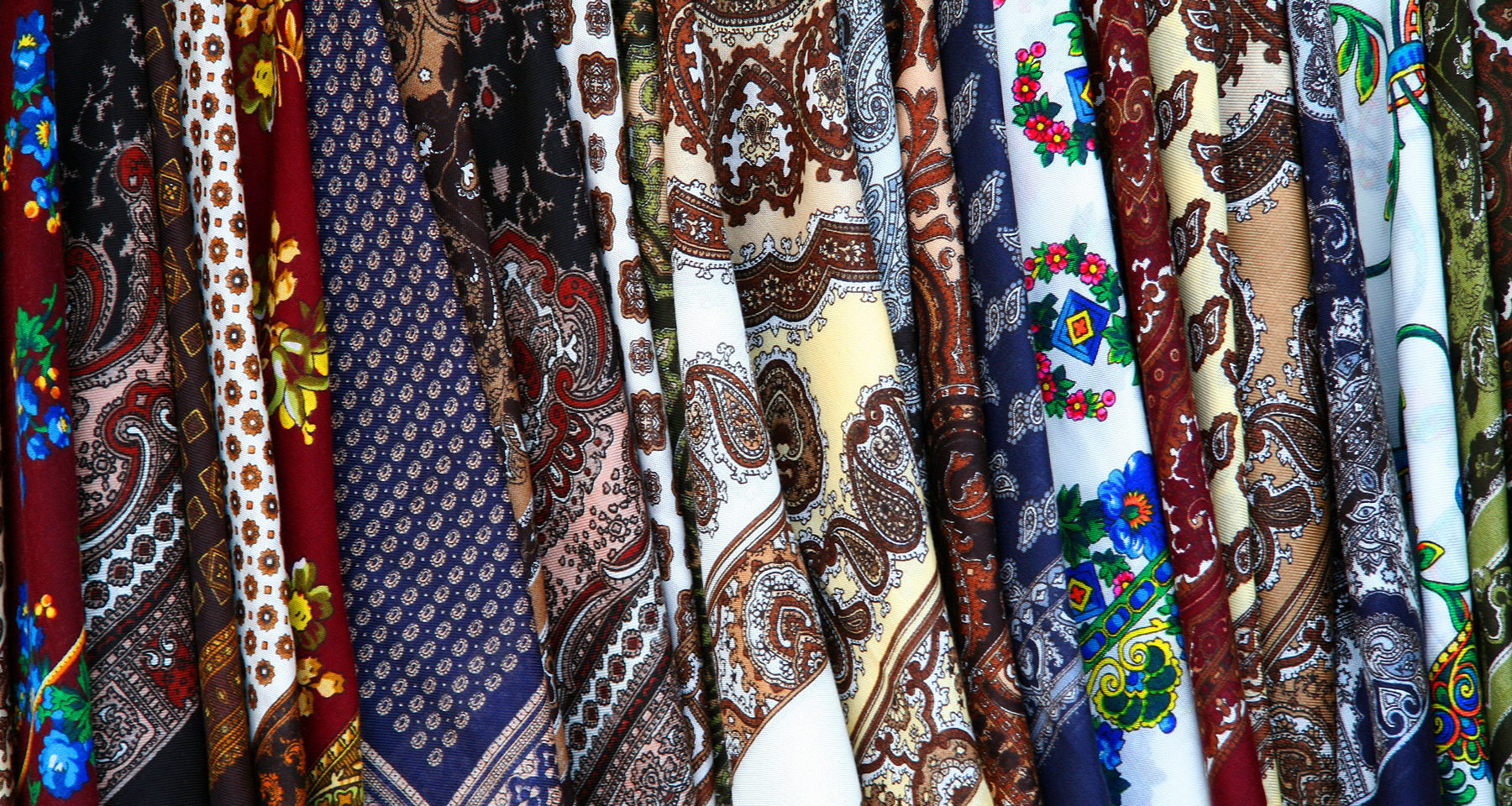 Colorful printed shawls and scarfs