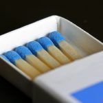 Blue matches in a box
