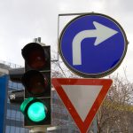 Green traffic light and other traffic signs