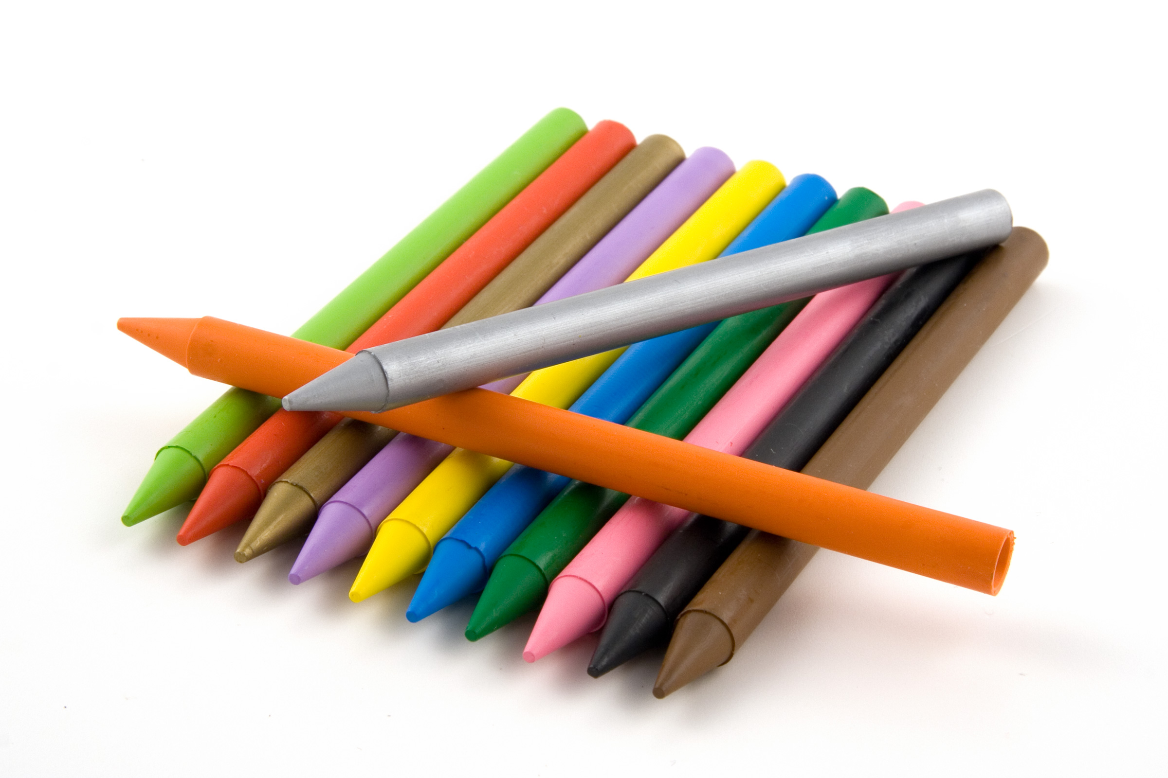 Multicolored wax crayons