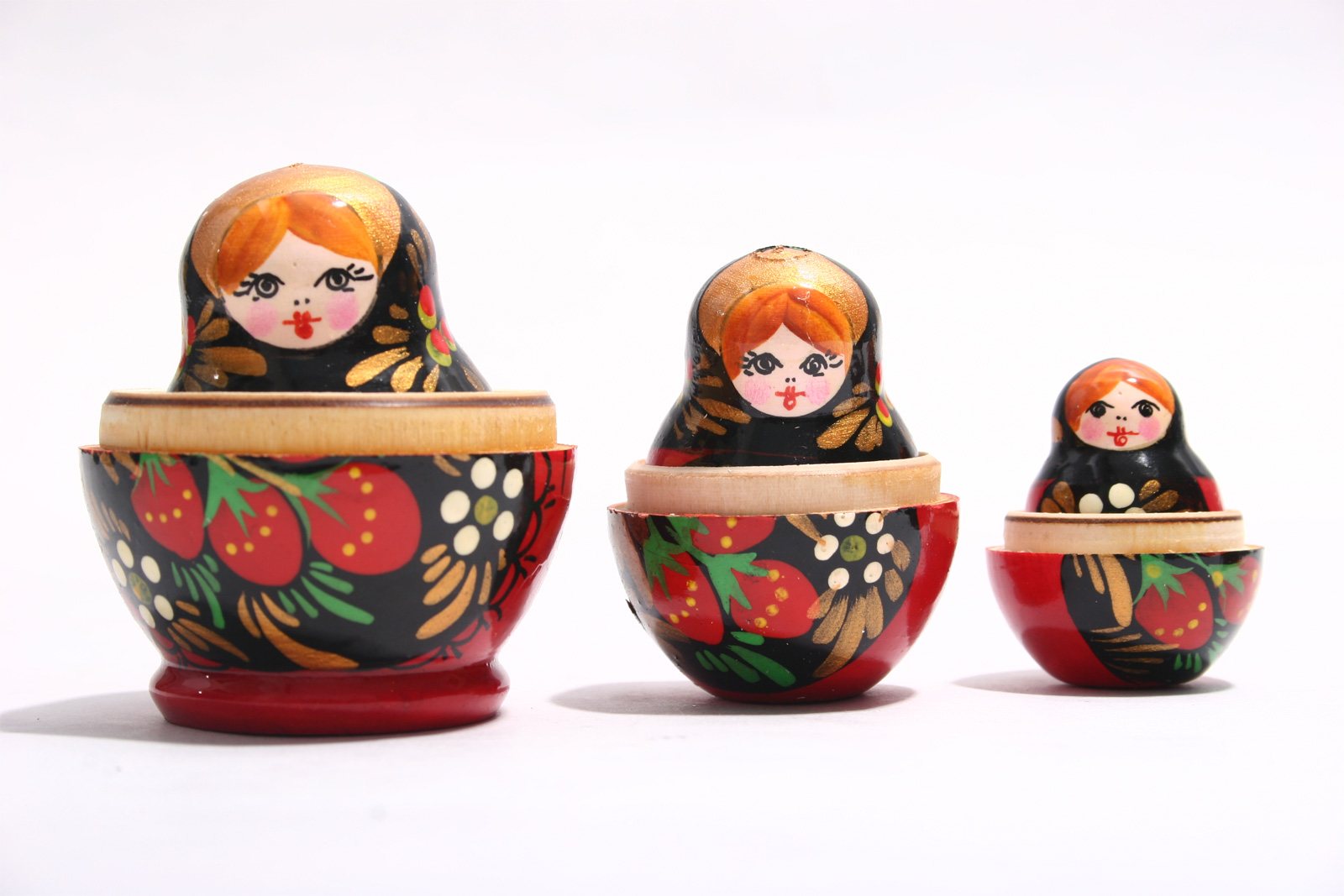 Three matryoshka dolls