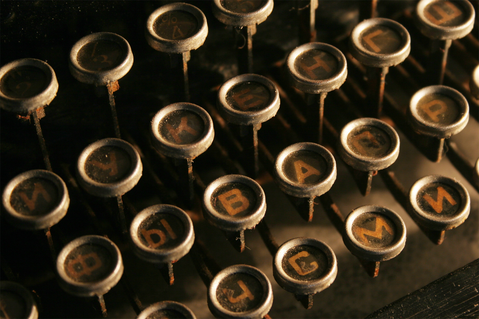 Close up of old typing machine