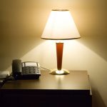 Hotel room lamp and telephone