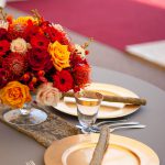 Tabletop with floral centerpiece