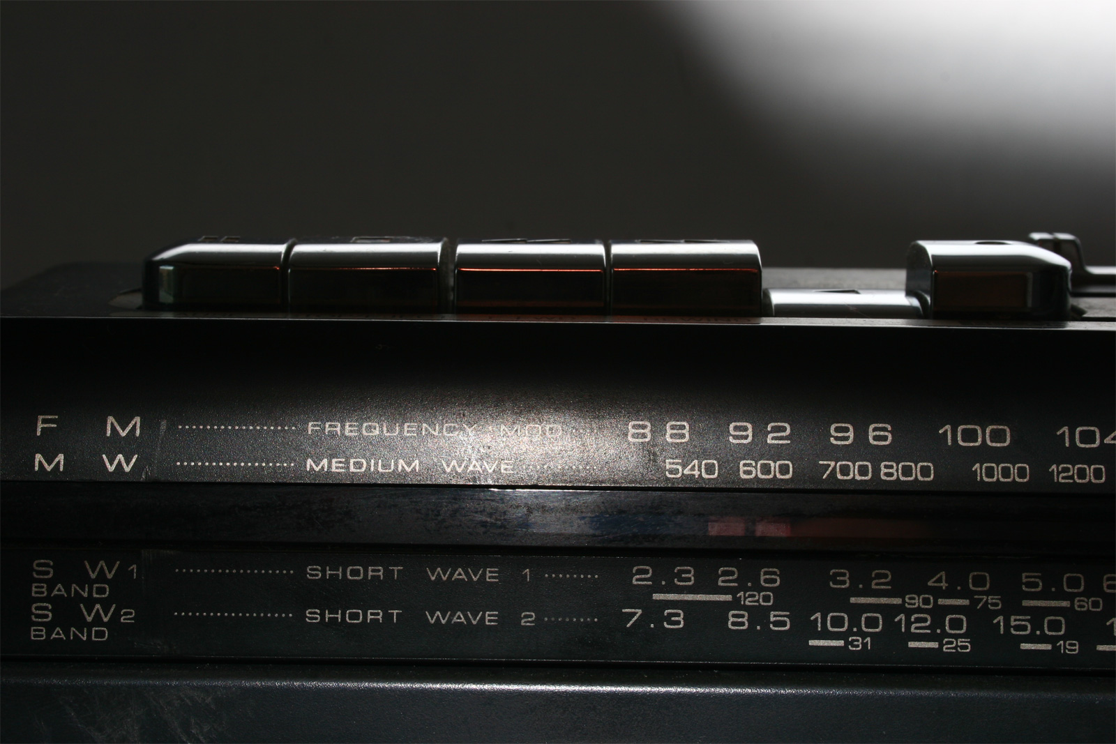 Radio scale of an old cassette player