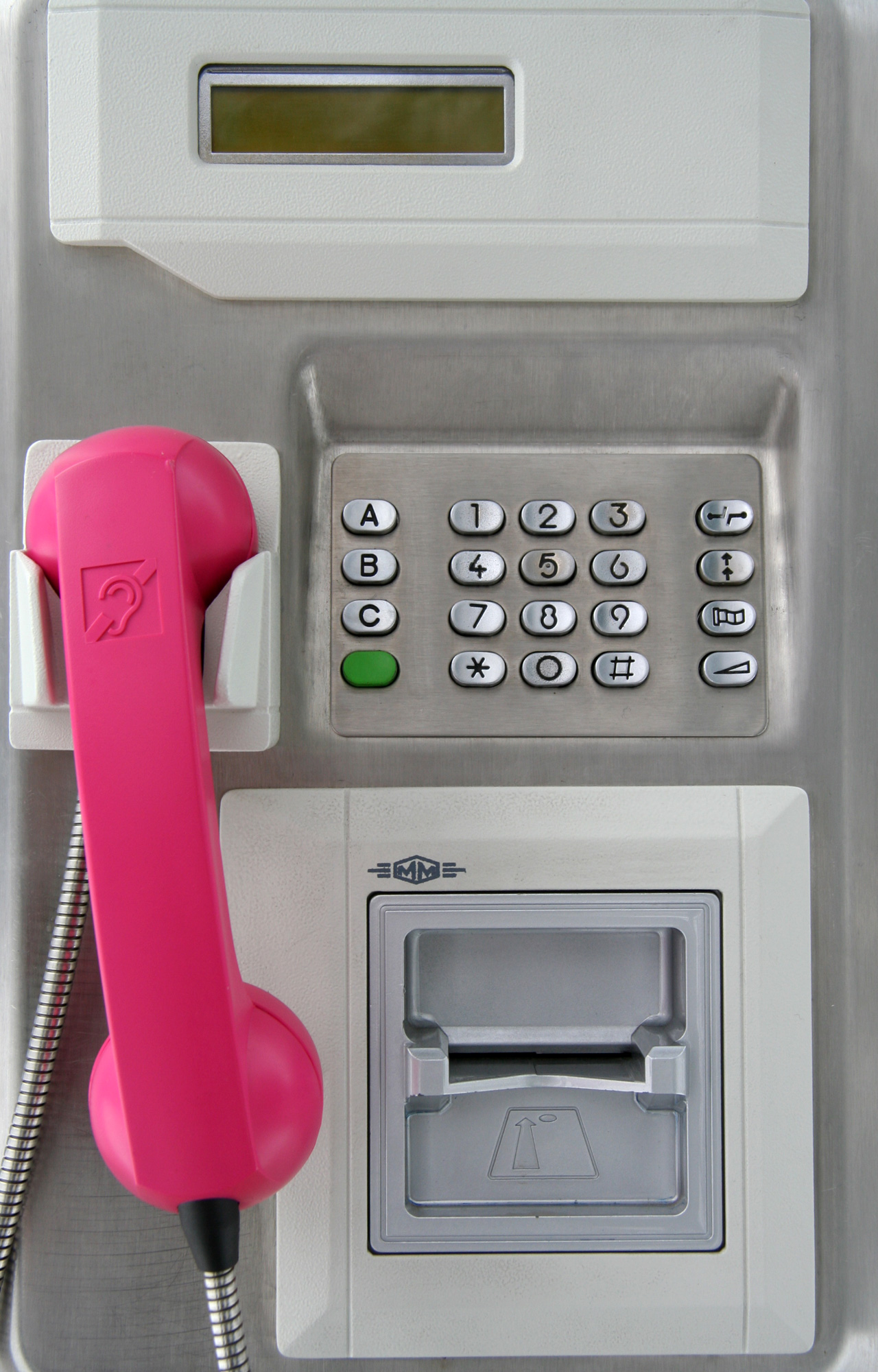 Payphone with pink handset