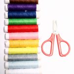 Colored thread and scissors