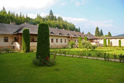 Interior garden of a romanian fortified monastery