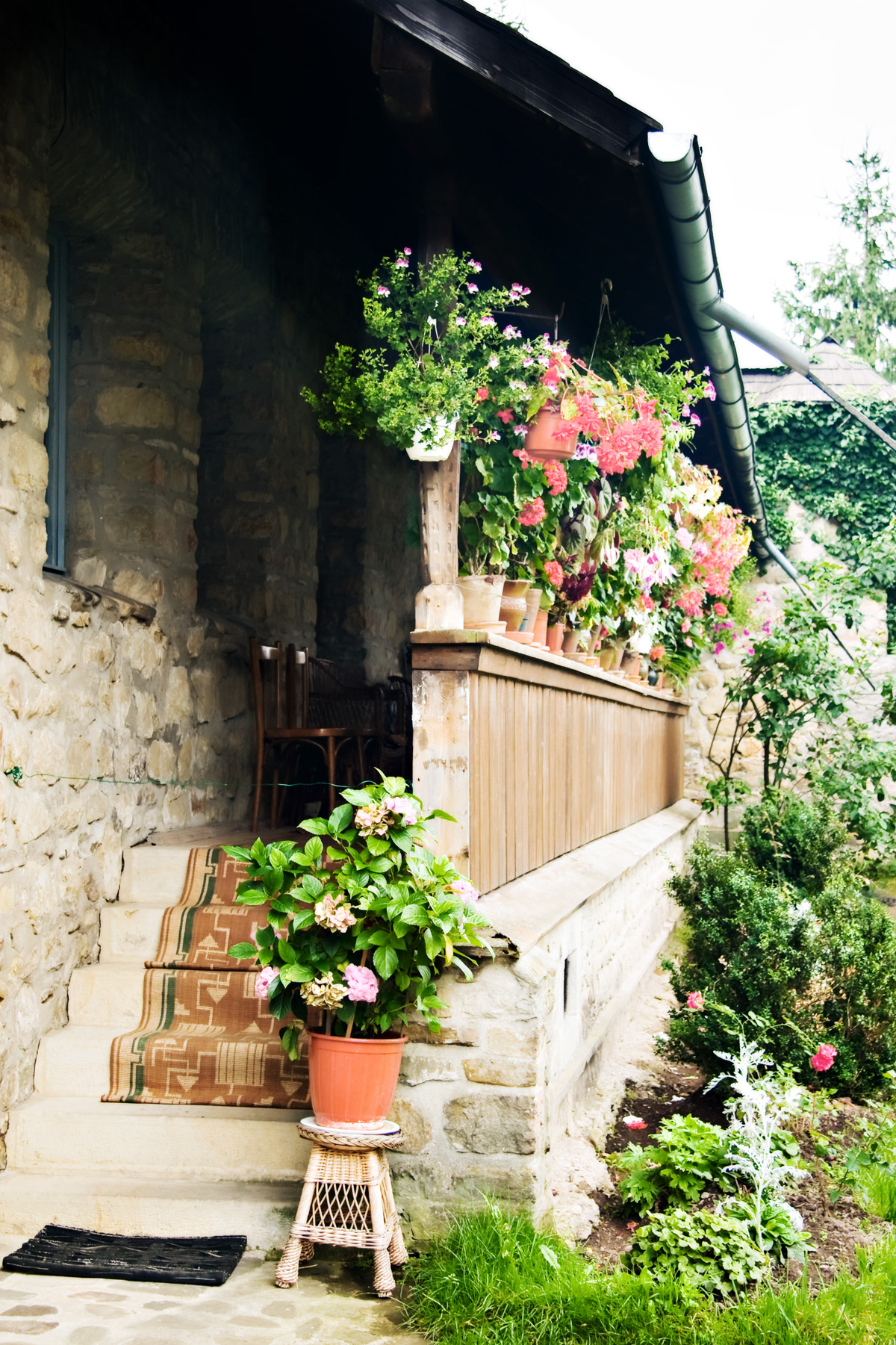 Flowery porch at a Christian monastery
