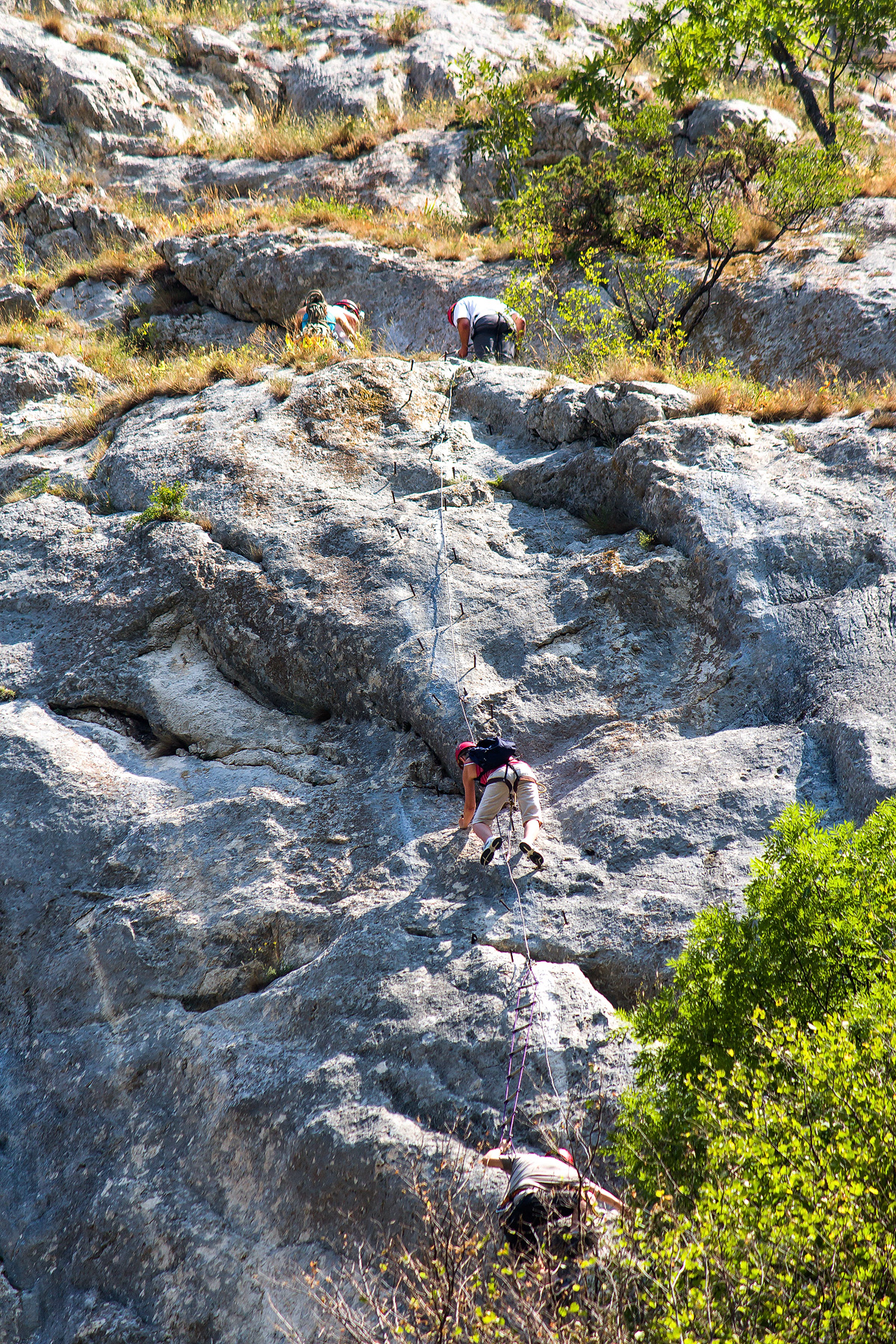 Rock climbing in summer